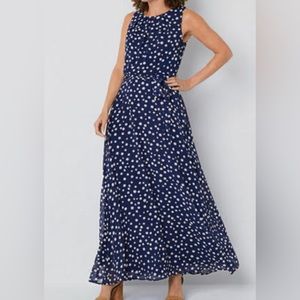 COPY - Brand New with tags Nicole Miller Navy blue with white polka dots maxi d…